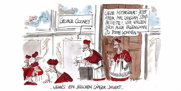 Die Papstwahl könnte ein bisschen moderner werden. (Zeichnung: Thomas Plassmann)